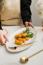 3-Piece Stoneware Serving Platter Set in Pearl White